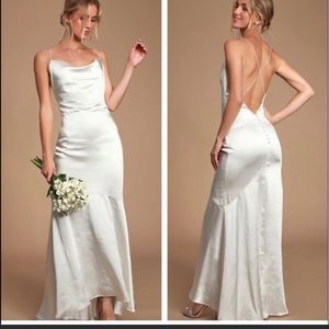 Elliatt Aisle white satin maxi dress gown xs